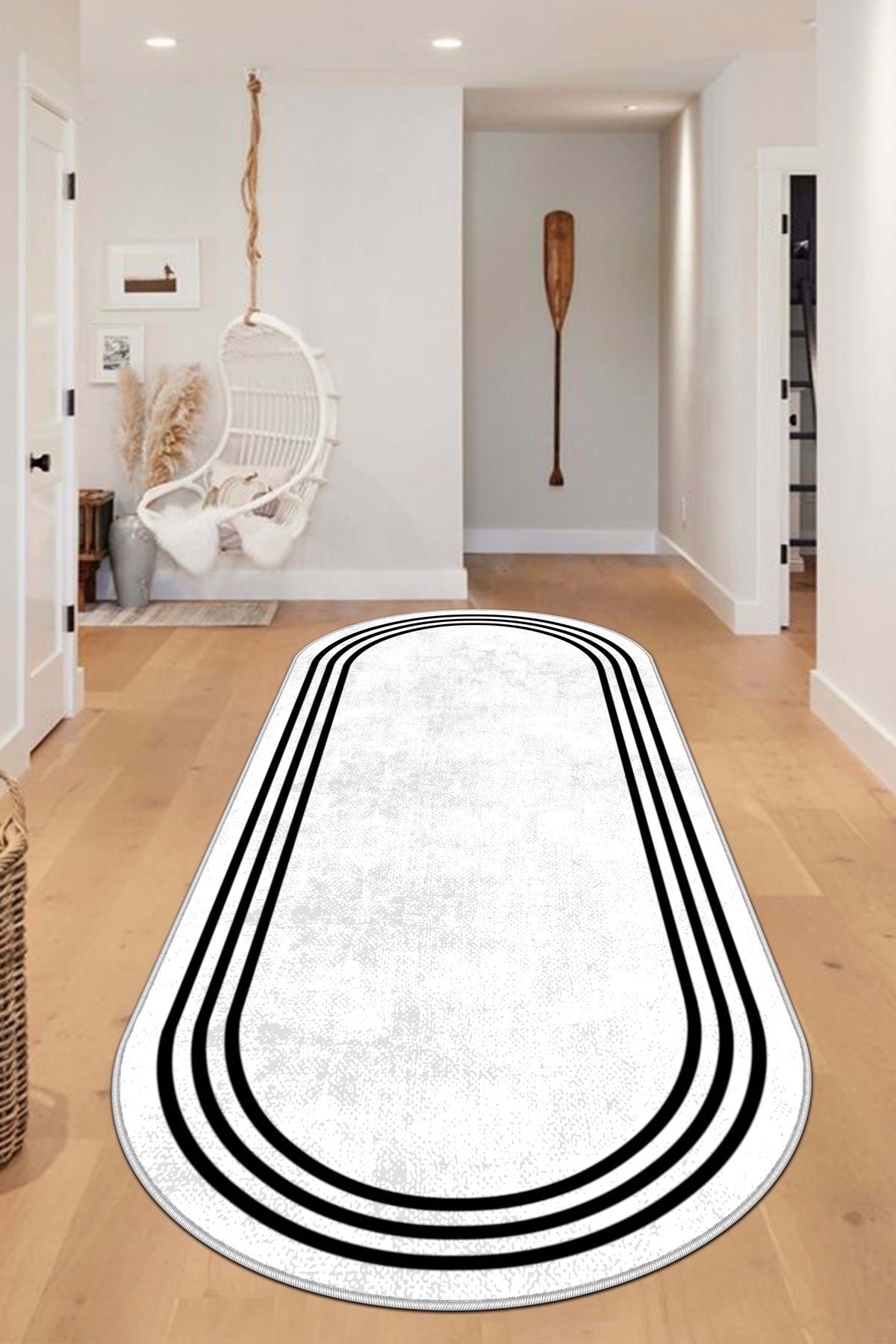 West Home Dijital Baskılı Yıkanabilir Kaymaz Taban Salon, Mutfak ve Yolluk Halısı-413 White