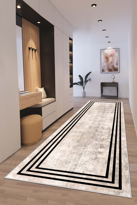 West Home Dijital Baskılı Yıkanabilir Kaymaz Taban Salon, Mutfak ve Yolluk Halısı-413 Beige