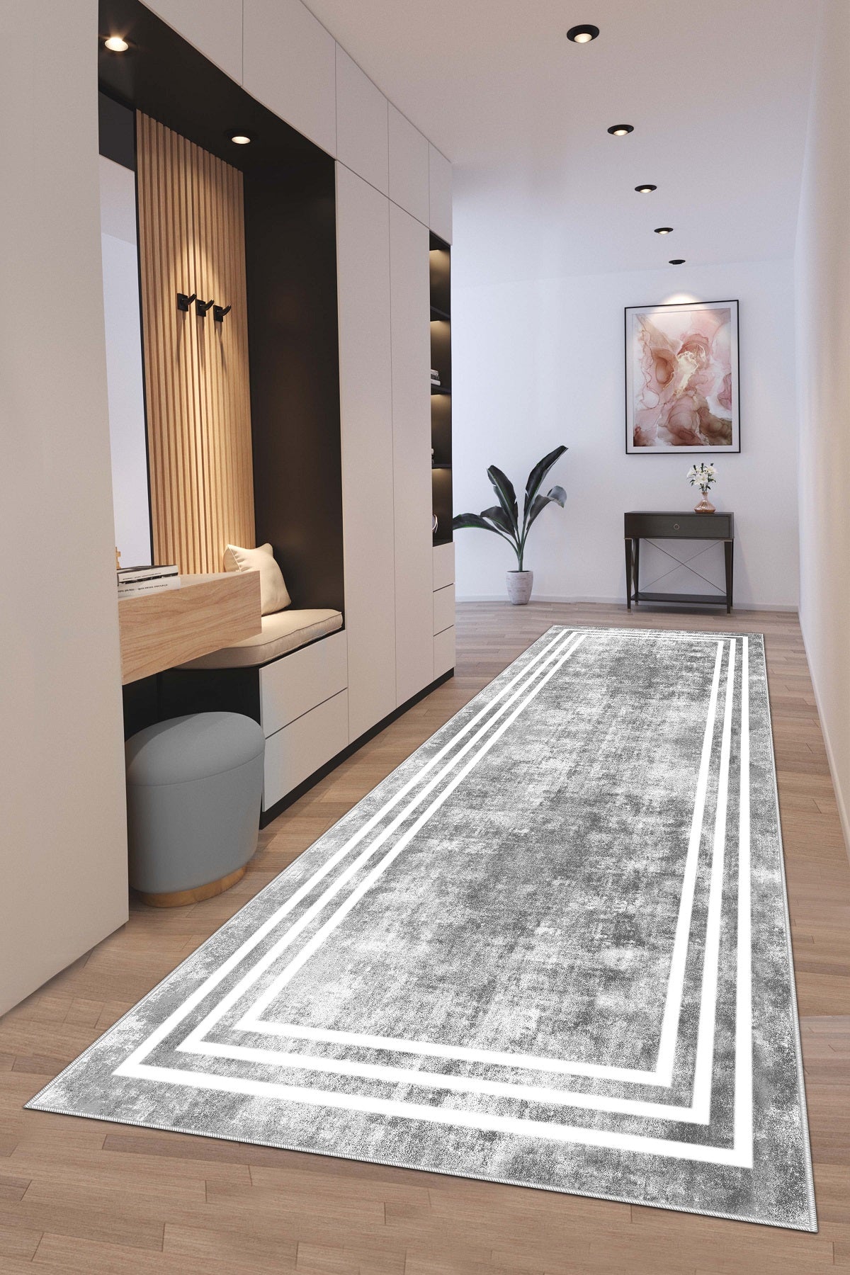 West Home Dijital Baskılı Yıkanabilir Kaymaz Taban Salon, Mutfak ve Yolluk Halısı-413 Grey