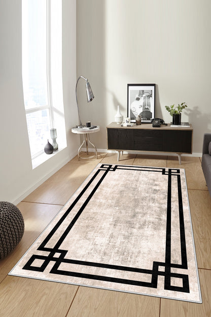 West Home Dijital Baskılı Yıkanabilir Kaymaz Taban Salon, Mutfak ve Yolluk Halısı-422 Beige