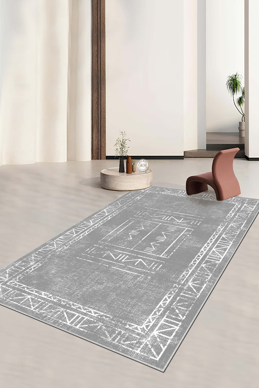 West Home Dijital Baskılı Yıkanabilir Kaymaz Taban Salon, Mutfak ve Yolluk Halısı-435 Grey