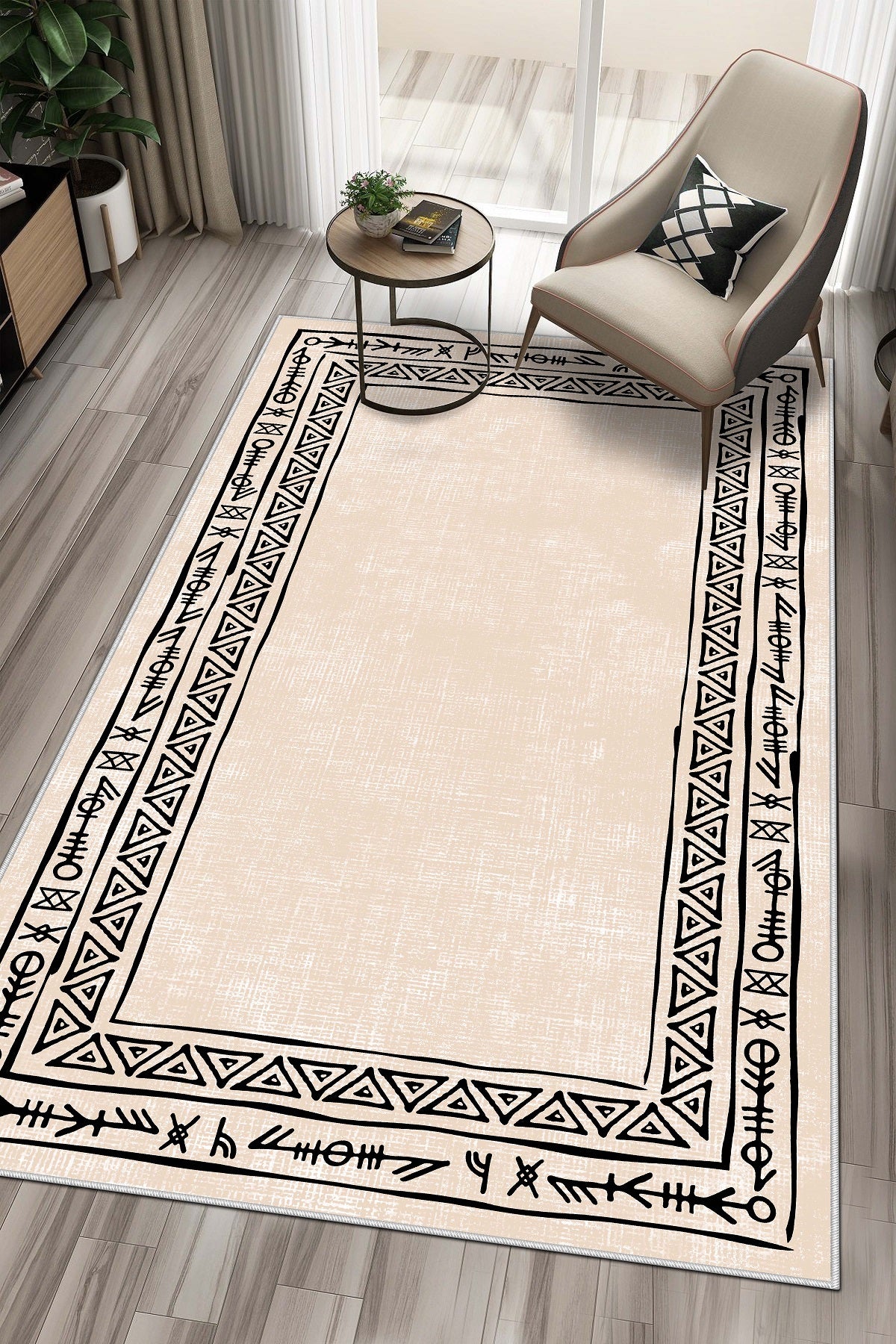 West Home Dijital Baskılı Yıkanabilir Kaymaz Taban Salon, Mutfak ve Yolluk Halısı-440 Beige