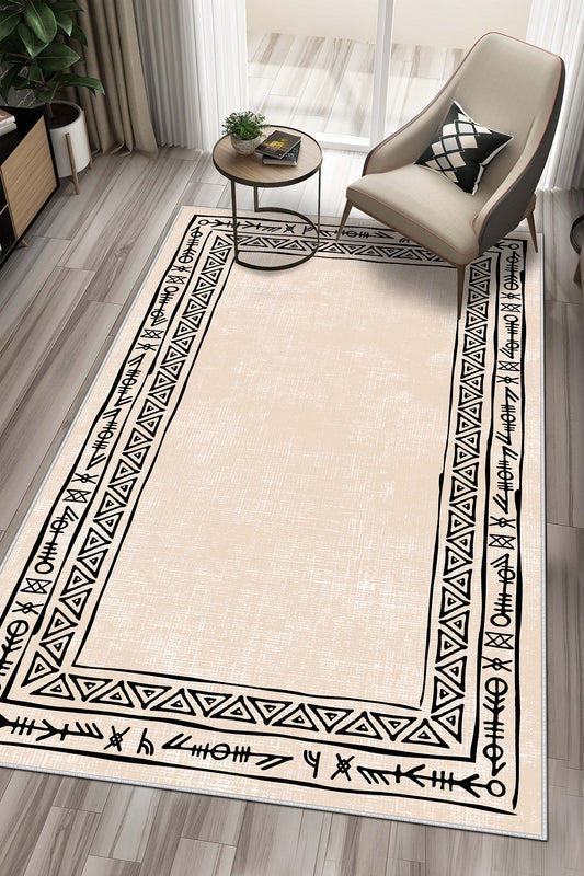 West Home Dijital Baskılı Yıkanabilir Kaymaz Taban Salon, Mutfak ve Yolluk Halısı-440 Beige