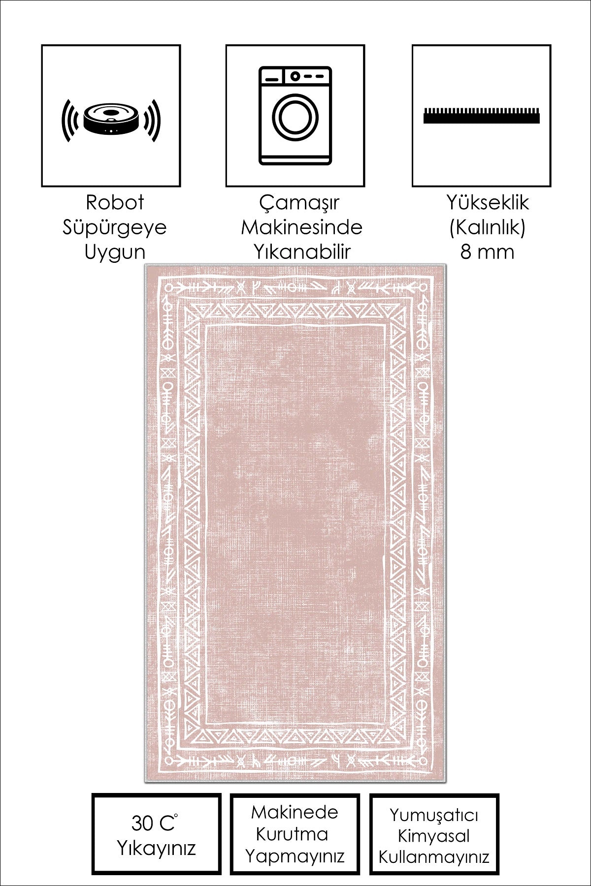 West Home Dijital Baskılı Yıkanabilir Kaymaz Taban Salon, Mutfak ve Yolluk Halısı-440 Rose