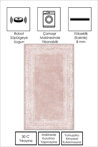 West Home Dijital Baskılı Yıkanabilir Kaymaz Taban Salon, Mutfak ve Yolluk Halısı-440 Rose