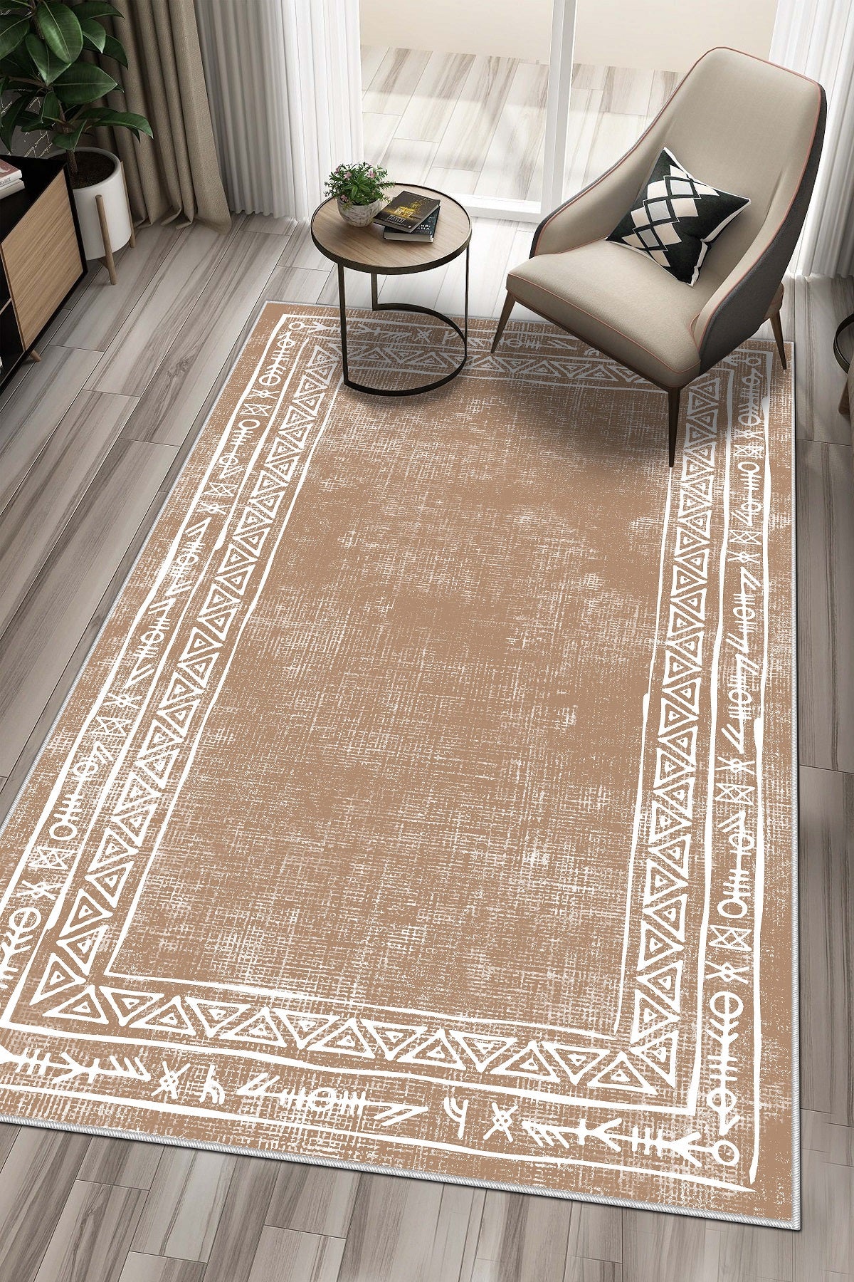 West Home Dijital Baskılı Yıkanabilir Kaymaz Taban Salon, Mutfak ve Yolluk Halısı-440 Sand