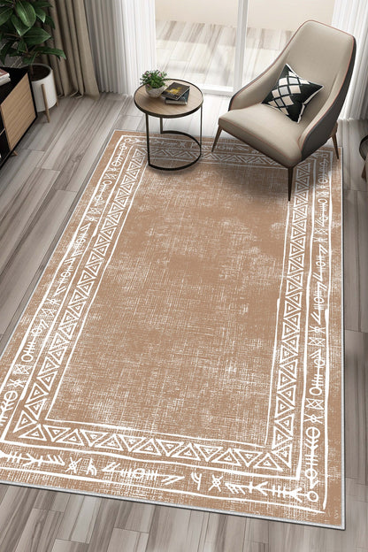 West Home Dijital Baskılı Yıkanabilir Kaymaz Taban Salon, Mutfak ve Yolluk Halısı-440 Sand