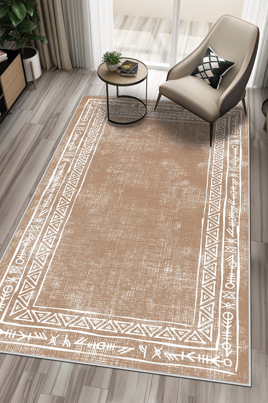 West Home Dijital Baskılı Yıkanabilir Kaymaz Taban Salon, Mutfak ve Yolluk Halısı-440 Sand