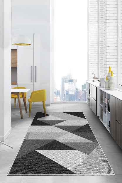 West Home Dijital Baskılı Yıkanabilir Kaymaz Taban Salon, Mutfak ve Yolluk Halısı-443 Black