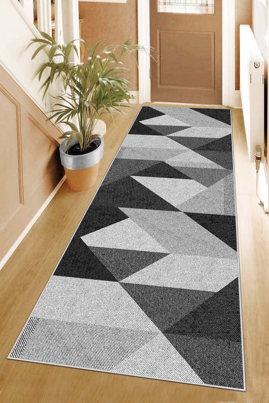 West Home Dijital Baskılı Yıkanabilir Kaymaz Taban Salon, Mutfak ve Yolluk Halısı-443 Black