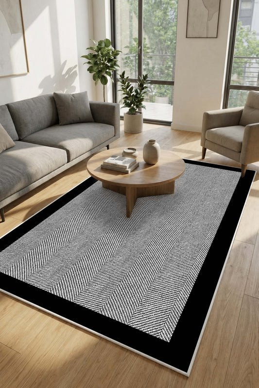 West Home Dijital Baskılı Yıkanabilir Kaymaz Taban Salon, Mutfak ve Yolluk Halısı-445 Grey