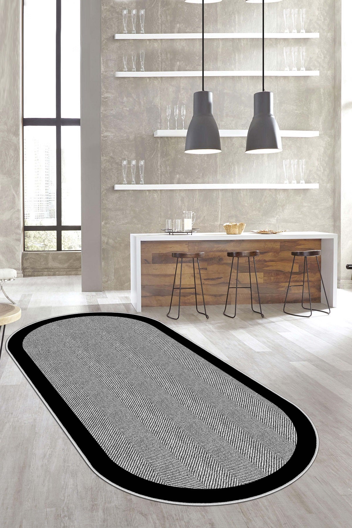West Home Dijital Baskılı Yıkanabilir Kaymaz Taban Salon, Mutfak ve Yolluk Halısı-445 Grey