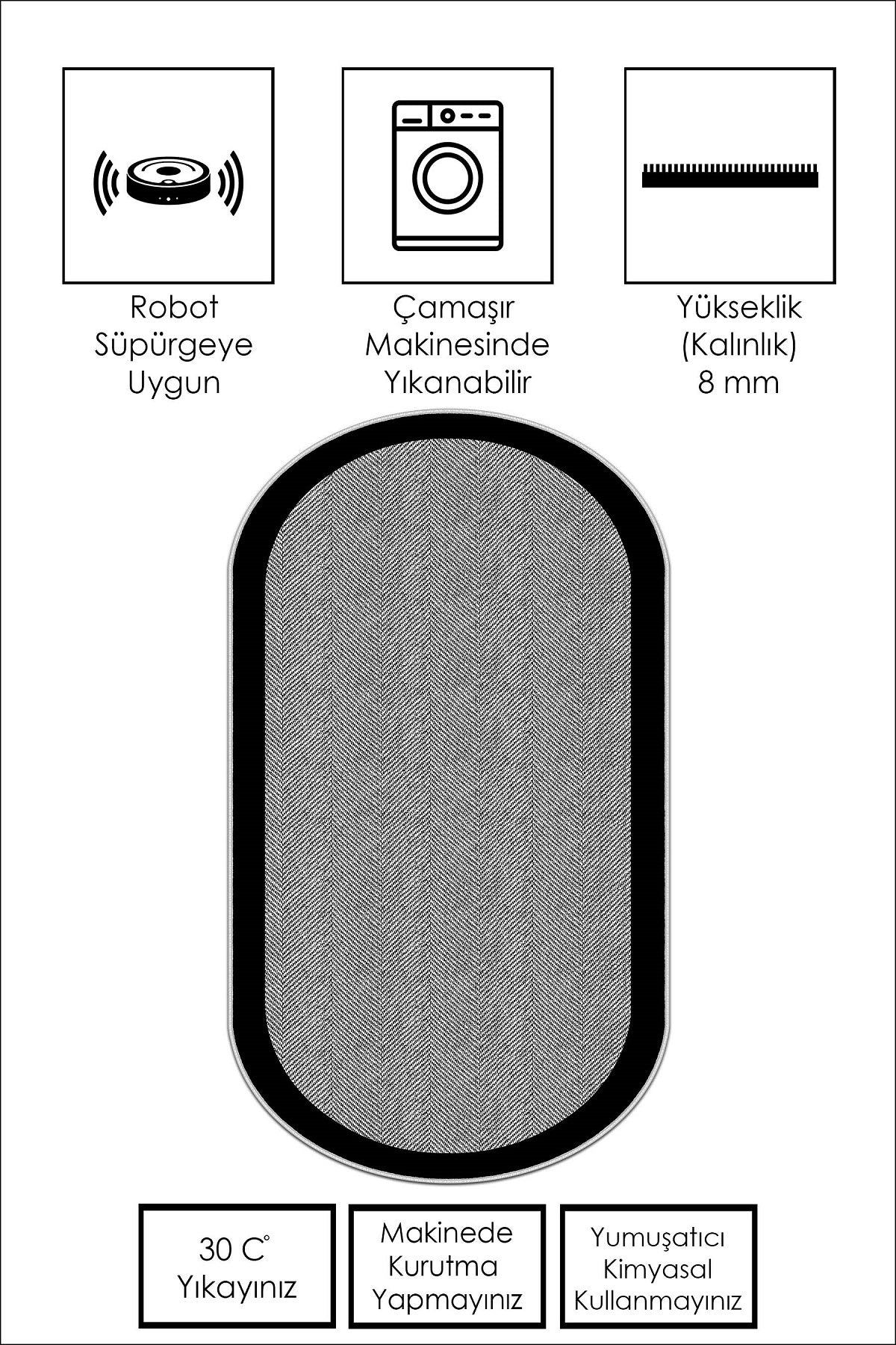 West Home Dijital Baskılı Yıkanabilir Kaymaz Taban Salon, Mutfak ve Yolluk Halısı-445 Grey