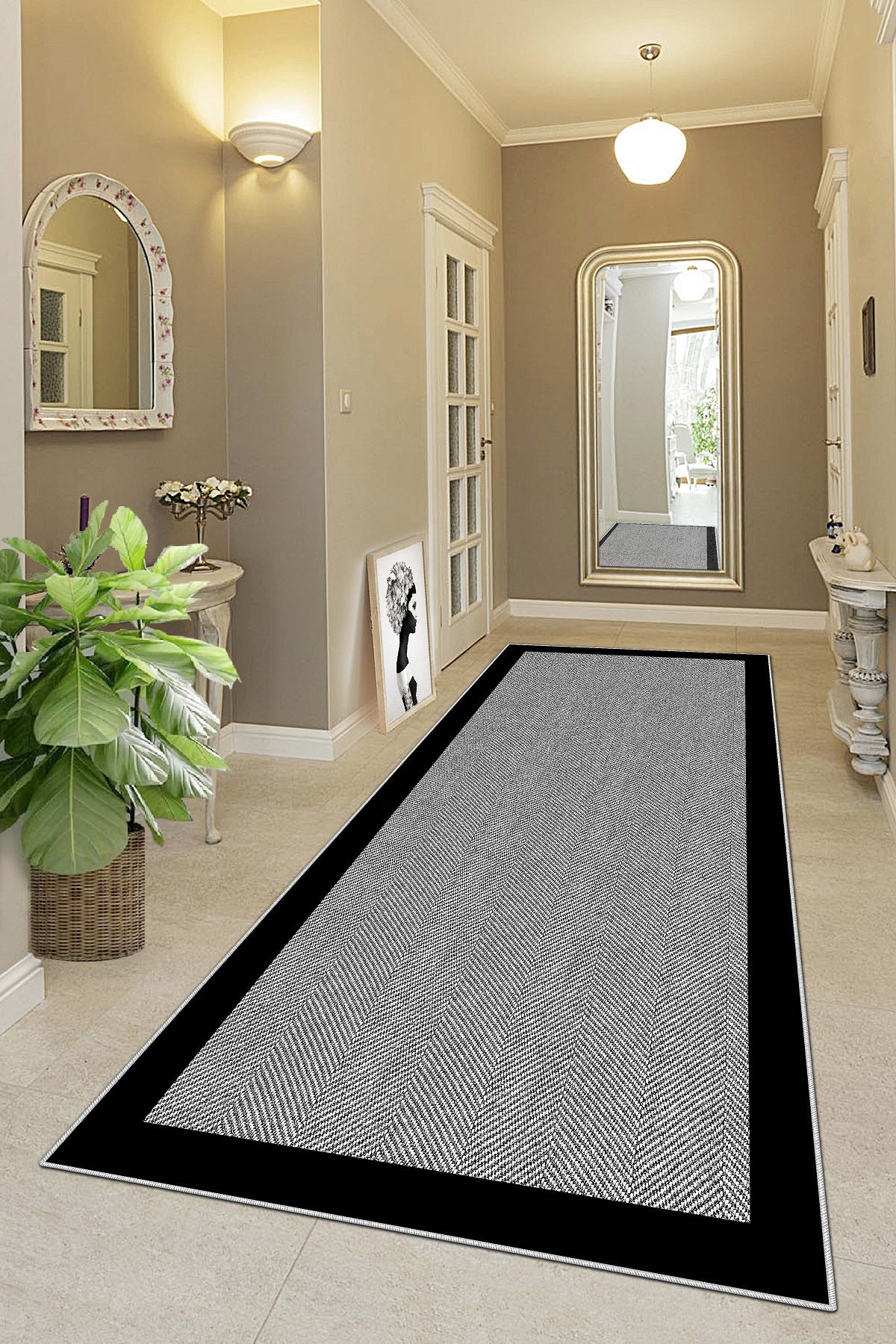 West Home Dijital Baskılı Yıkanabilir Kaymaz Taban Salon, Mutfak ve Yolluk Halısı-445 Grey