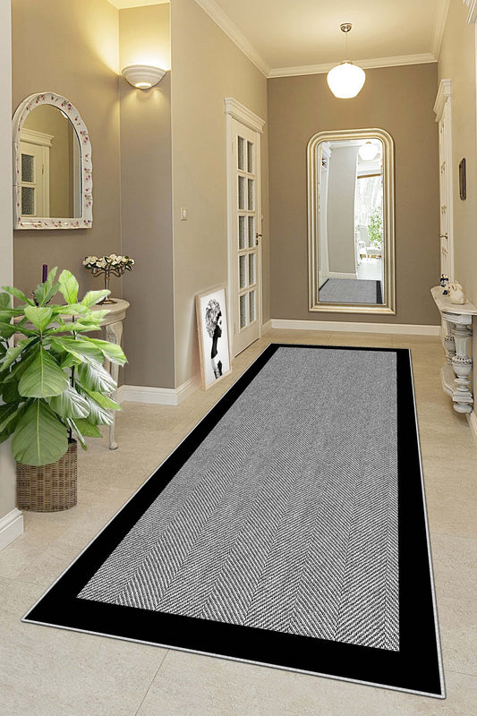 West Home Dijital Baskılı Yıkanabilir Kaymaz Taban Salon, Mutfak ve Yolluk Halısı-445 Grey
