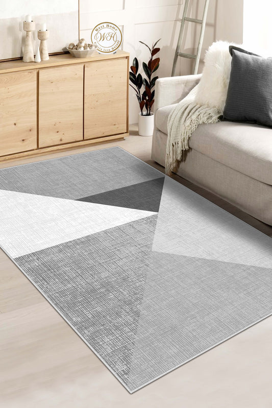 West Home Dijital Baskılı Yıkanabilir Kaymaz Taban Salon, Mutfak ve Yolluk Halısı-447 Grey