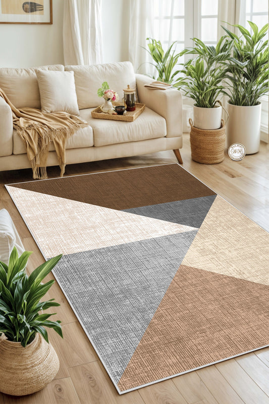 West Home Dijital Baskılı Yıkanabilir Kaymaz Taban Salon, Mutfak ve Yolluk Halısı-447 Sand
