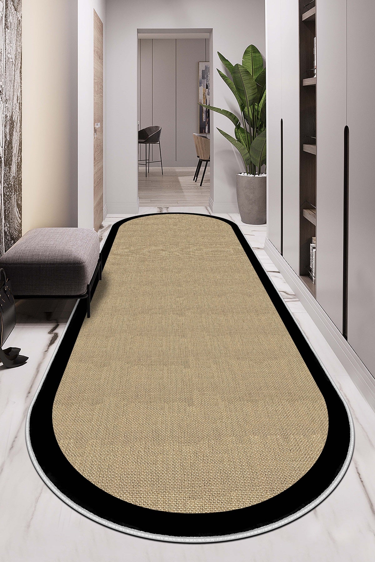 West Home Dijital Baskılı Yıkanabilir Kaymaz Taban Salon, Mutfak ve Yolluk Halısı-455 Black