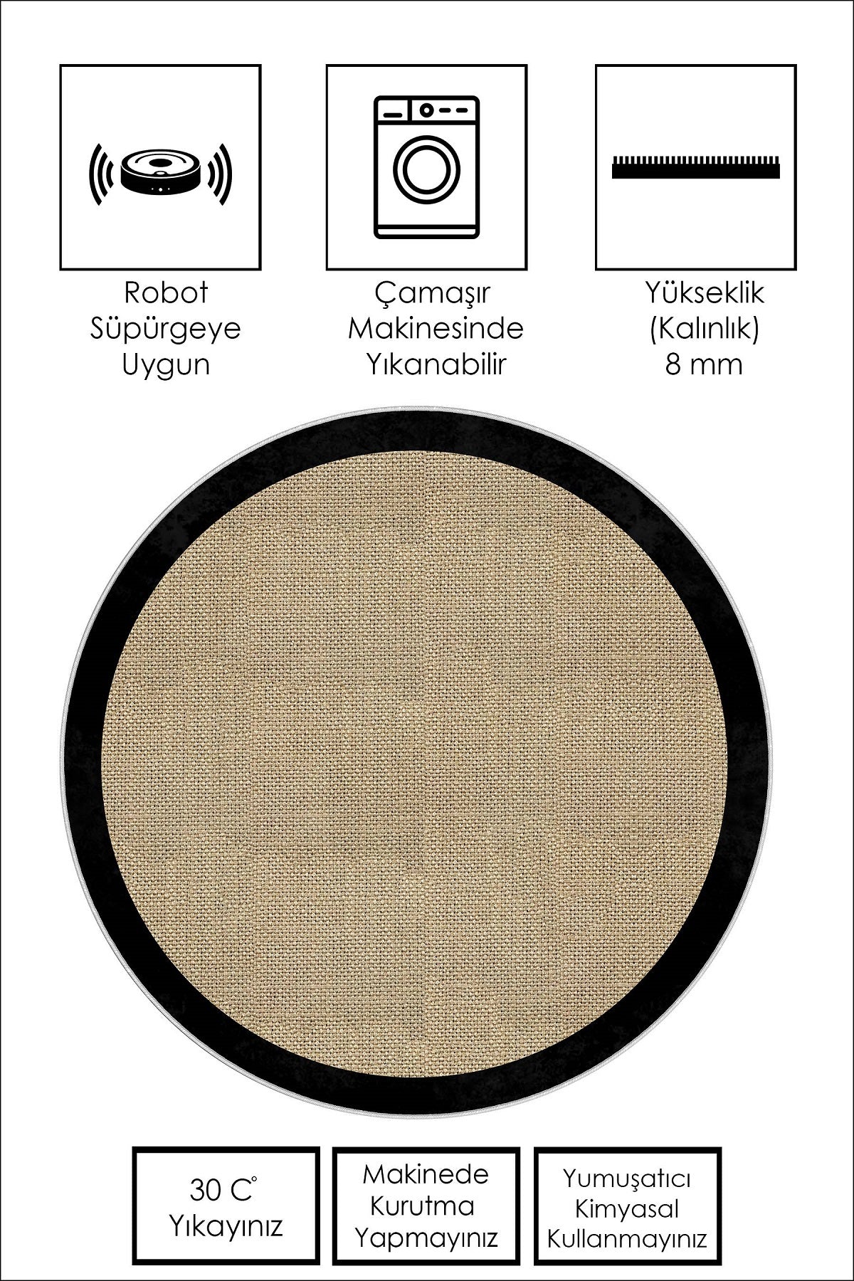 West Home Dijital Baskılı Yıkanabilir Kaymaz Taban Salon, Mutfak ve Yolluk Halısı-455 Black