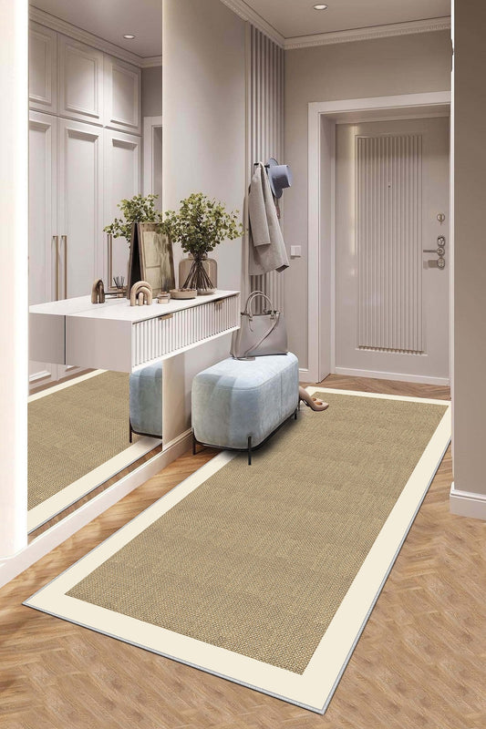 West Home Dijital Baskılı Yıkanabilir Kaymaz Taban Salon, Mutfak ve Yolluk Halısı-455 Beige