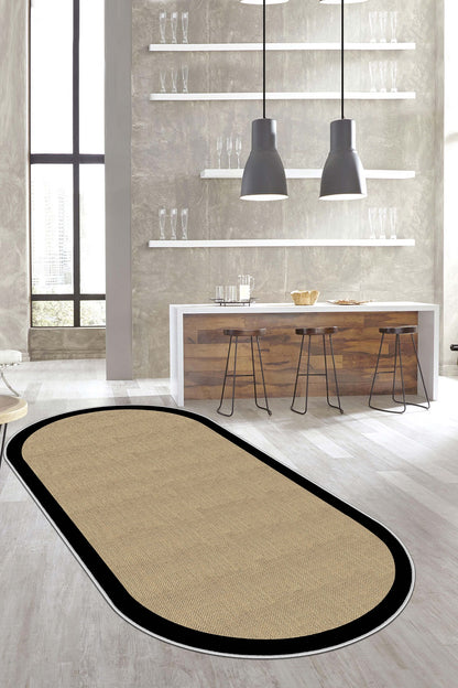 West Home Dijital Baskılı Yıkanabilir Kaymaz Taban Salon, Mutfak ve Yolluk Halısı-455 Black