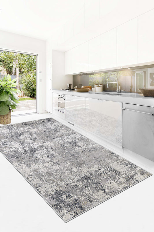 West Home Dijital Baskılı Yıkanabilir Kaymaz Taban Salon, Mutfak ve Yolluk Halısı-456 Grey