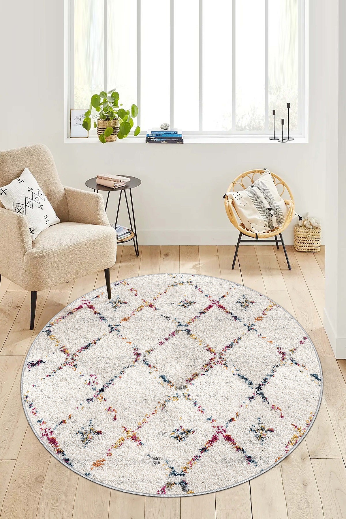 West Home Dijital Baskılı Yıkanabilir Kaymaz Taban Salon, Mutfak ve Yolluk Halısı-464 White