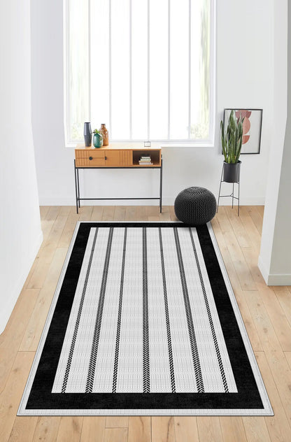 West Home Dijital Baskılı Yıkanabilir Kaymaz Taban Salon, Mutfak ve Yolluk Halısı-477 White