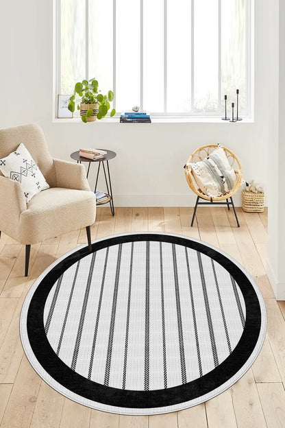 West Home Dijital Baskılı Yıkanabilir Kaymaz Taban Salon, Mutfak ve Yolluk Halısı-477 White