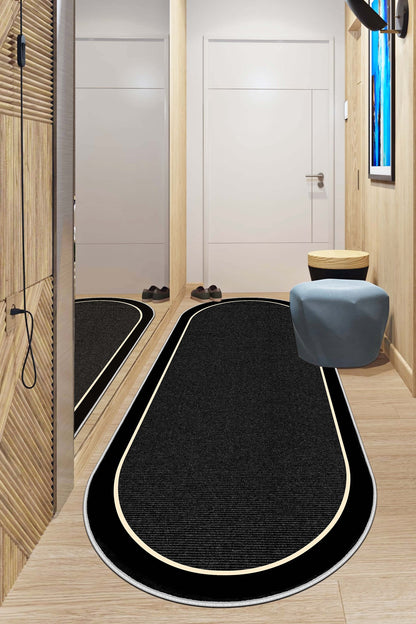 West Home Dijital Baskılı Yıkanabilir Kaymaz Taban Salon, Mutfak ve Yolluk Halısı-478 Black