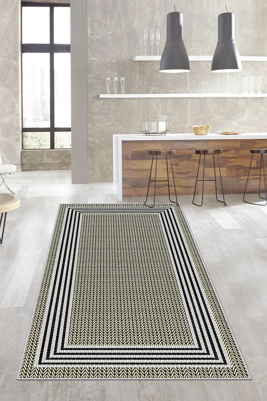 West Home Dijital Baskılı Yıkanabilir Kaymaz Taban Salon, Mutfak ve Yolluk Halısı-479 Beige