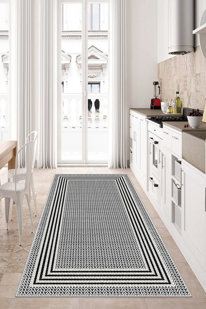West Home Dijital Baskılı Yıkanabilir Kaymaz Taban Salon, Mutfak ve Yolluk Halısı-479 White