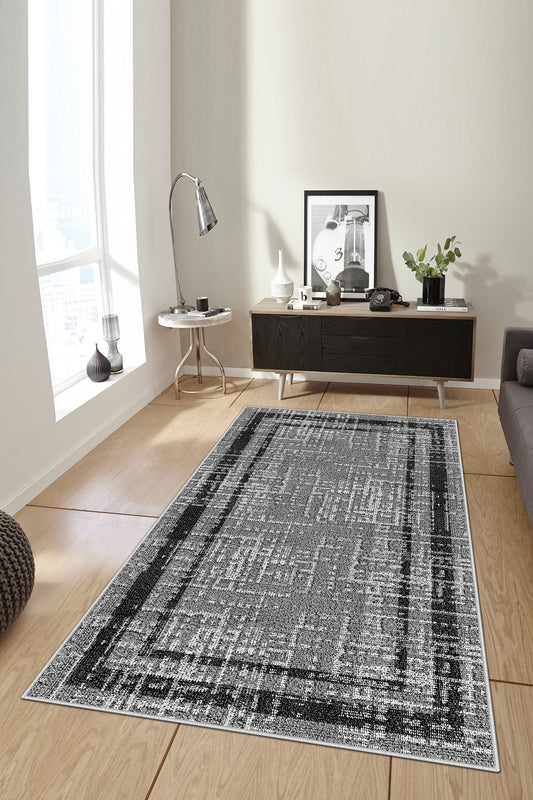 West Home Dijital Baskılı Yıkanabilir Kaymaz Taban Salon, Mutfak ve Yolluk Halısı-487 Grey