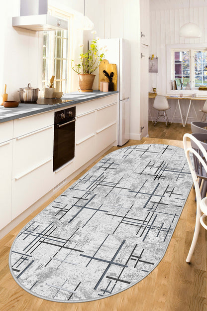 West Home Dijital Baskılı Yıkanabilir Kaymaz Taban Salon, Mutfak ve Yolluk Halısı-488 Grey