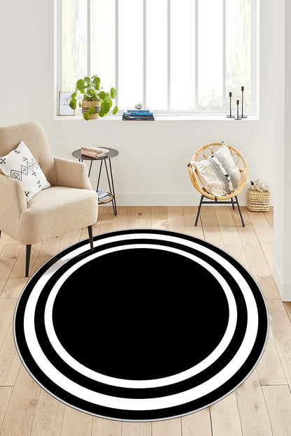 West Home Dijital Baskılı Yıkanabilir Kaymaz Taban Salon, Mutfak ve Yolluk Halısı-496 Black