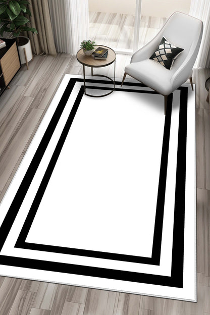 West Home Dijital Baskılı Yıkanabilir Kaymaz Taban Salon, Mutfak ve Yolluk Halısı-496 White