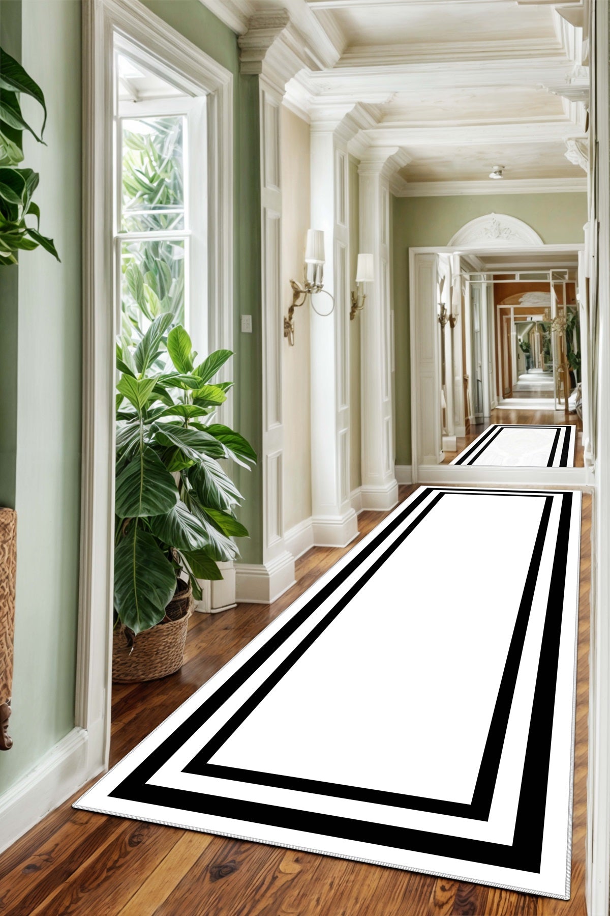 West Home Dijital Baskılı Yıkanabilir Kaymaz Taban Salon, Mutfak ve Yolluk Halısı-496 White