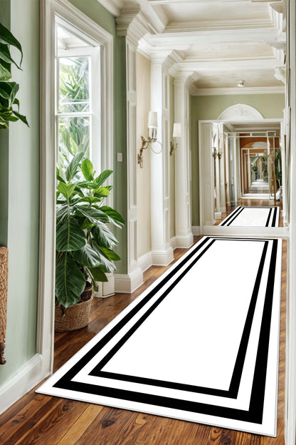 West Home Dijital Baskılı Yıkanabilir Kaymaz Taban Salon, Mutfak ve Yolluk Halısı-496 White