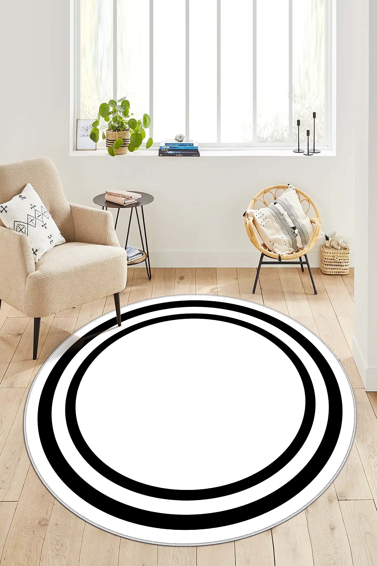 West Home Dijital Baskılı Yıkanabilir Kaymaz Taban Salon, Mutfak ve Yolluk Halısı-496 White