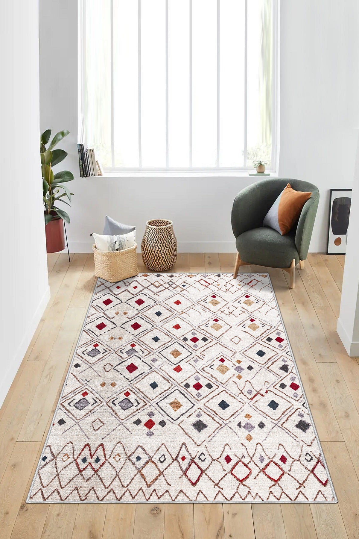 West Home Dijital Baskılı Yıkanabilir Kaymaz Taban Salon, Mutfak ve Yolluk Halısı-499 Multy