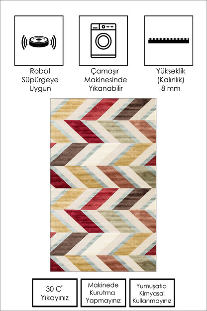 West Home Dijital Baskılı Yıkanabilir Kaymaz Taban Salon, Mutfak ve Yolluk Halısı-500 Multy