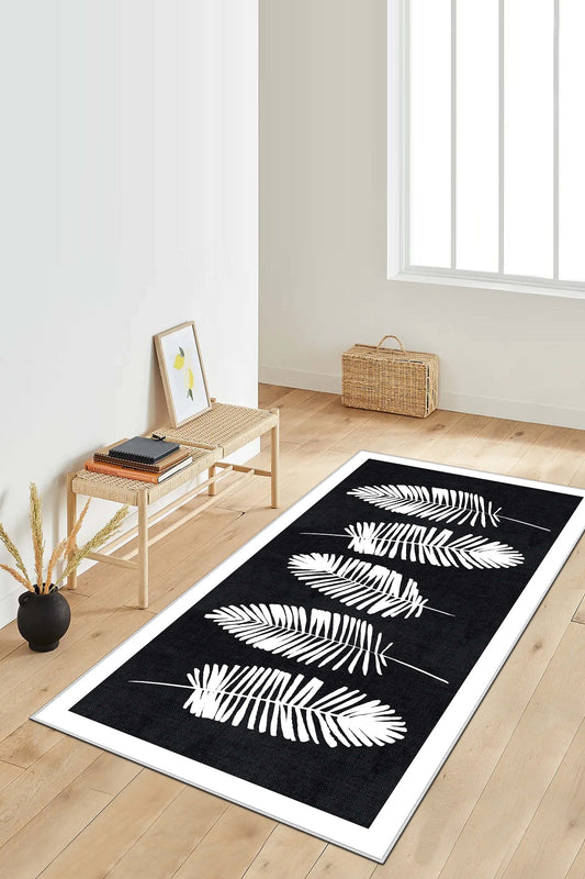 West Home Dijital Baskılı Yıkanabilir Kaymaz Taban Salon, Mutfak ve Yolluk Halısı-501 Black