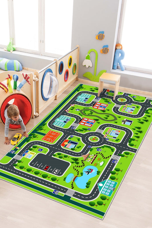 West Home Makinede Yıkanabilir, Çocuk Halısı-503 Green