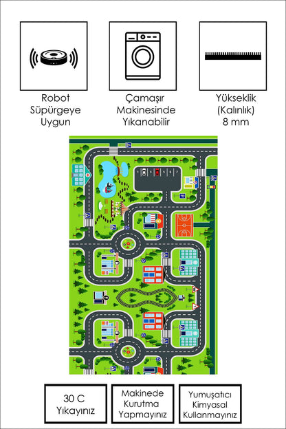 West Home Makinede Yıkanabilir, Çocuk Halısı-503 Green