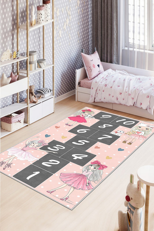 West Home Makinede Yıkanabilir, Çocuk Halısı-510 Rose
