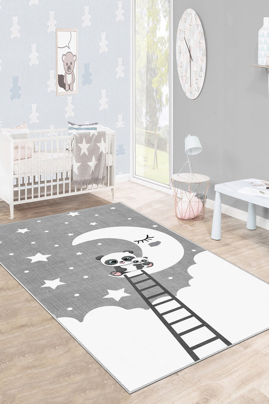 West Home Makinede Yıkanabilir, Çocuk Halısı-512 Grey