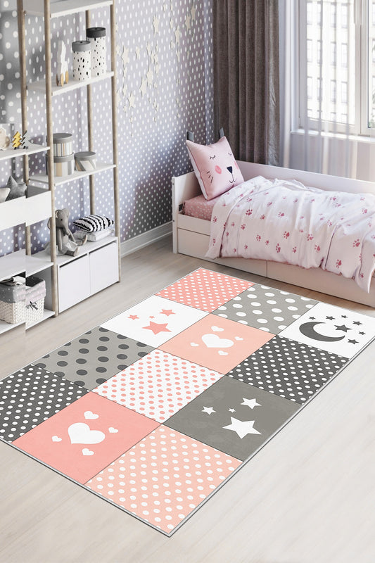 West Home Makinede Yıkanabilir, Çocuk Halısı-513 Rose