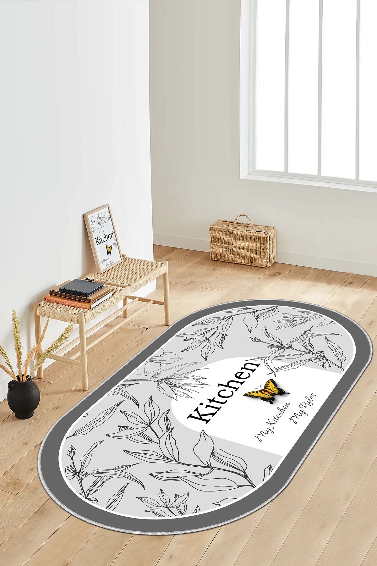 West Home Dijital Baskılı Yıkanabilir Kaymaz Taban Mutfak Halısı-528 Grey