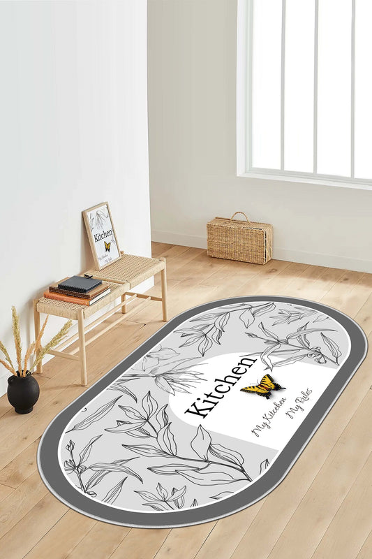 West Home Dijital Baskılı Yıkanabilir Kaymaz Taban Mutfak Halısı-528 Grey