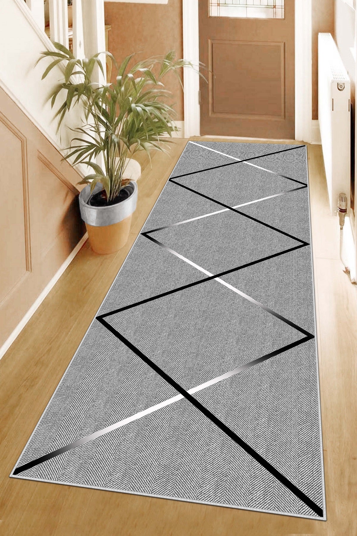 West Home Dijital Baskılı Yıkanabilir Kaymaz Taban Salon, Mutfak ve Yolluk Halısı-531 Grey